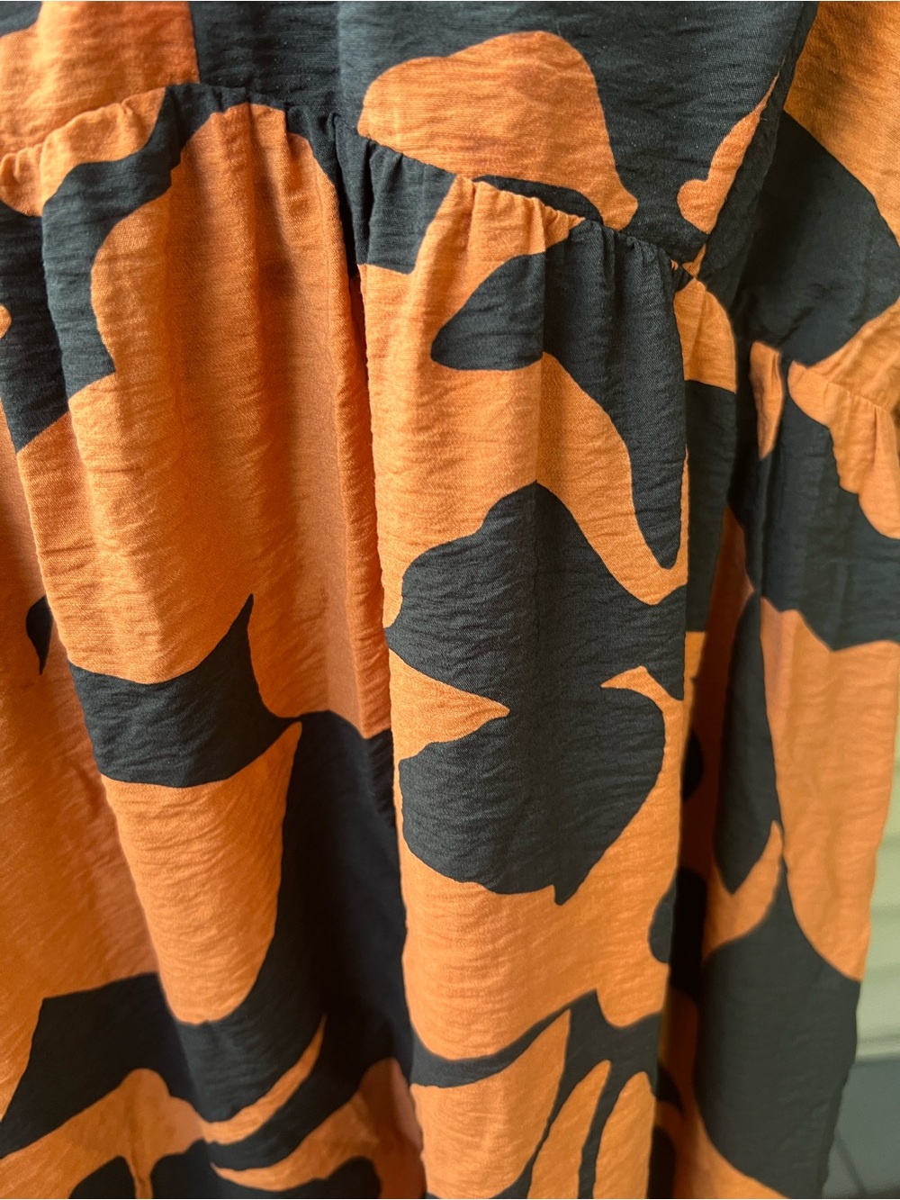 Nine West-Black and Orange Floral Babydoll Dress - Picture 4 of 9